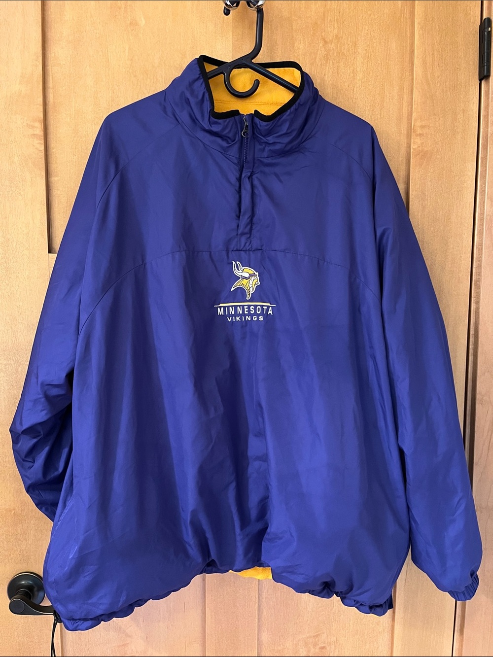 Vintage Minnesota Vikings Reversible Fleece & Nylon Pullover Jacket XXL NFL